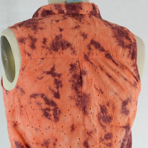 Womens Shirt Size XS Orange Tie Dye Tank Buttons Structured Hippie Vacation - Picture 7 of 7